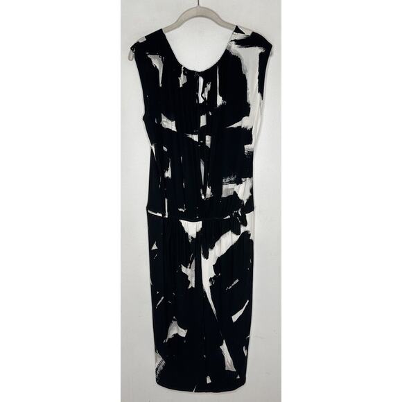 Tracy Reese Women Black Marble Sleeveless Faux Wrap Casual Dress Sz XS - Picture 7 of 7